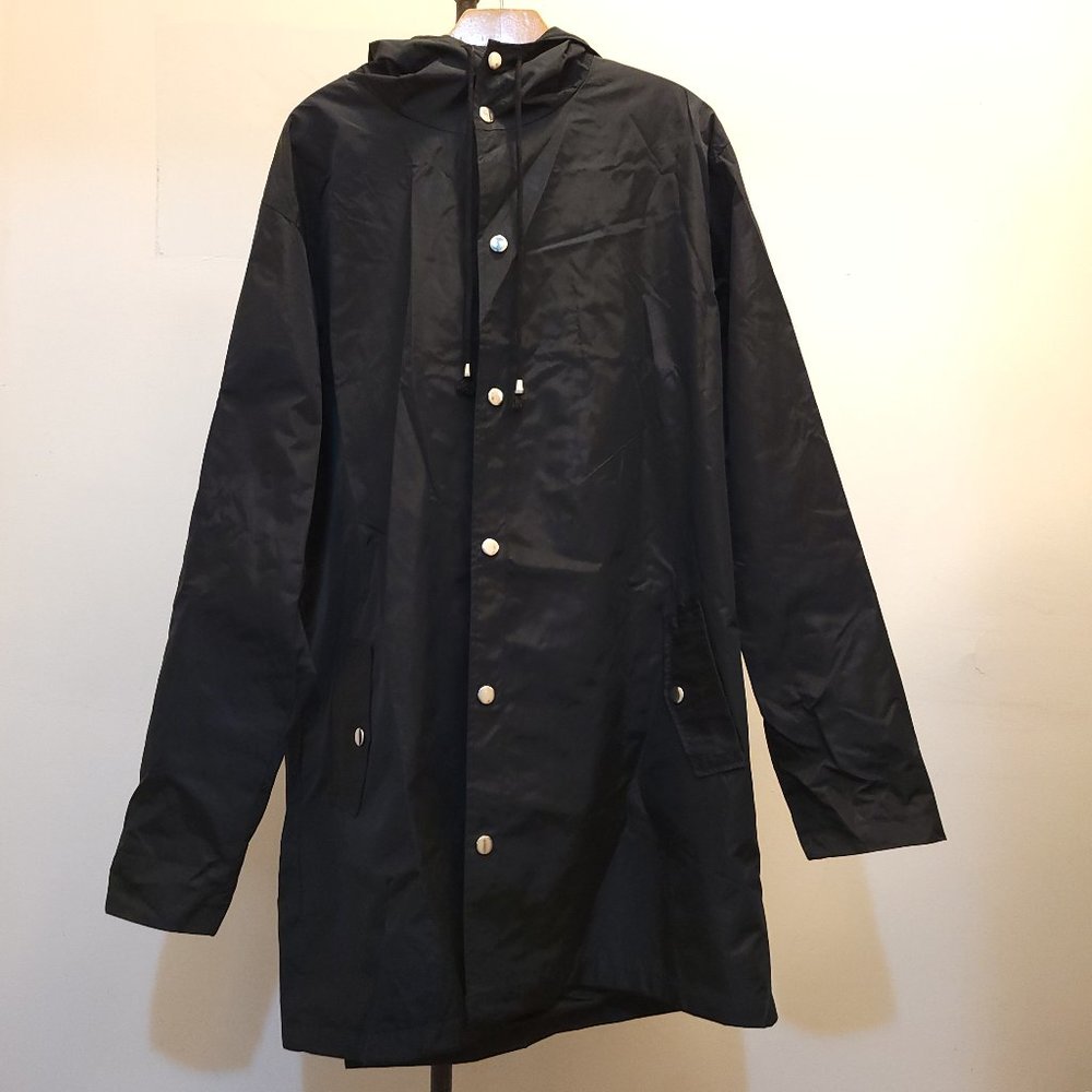 Bosbary raincoat black  hooded waterproof men's XXL